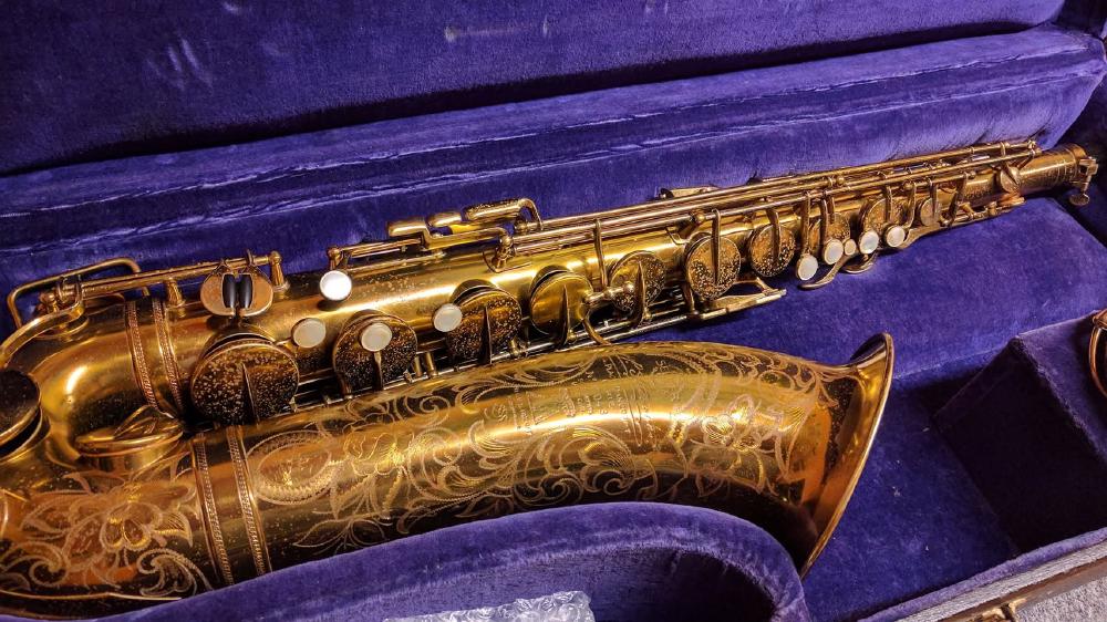 Heavily engraved Selmer Radio Improved tenor.