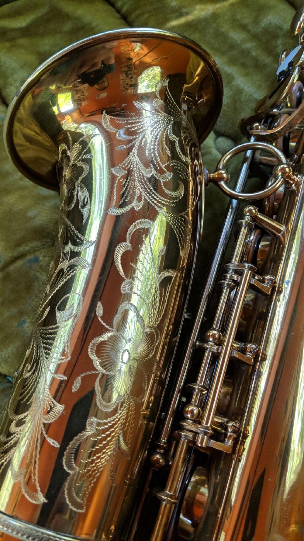 Gorgeous engraving on a pristine old Selmer.