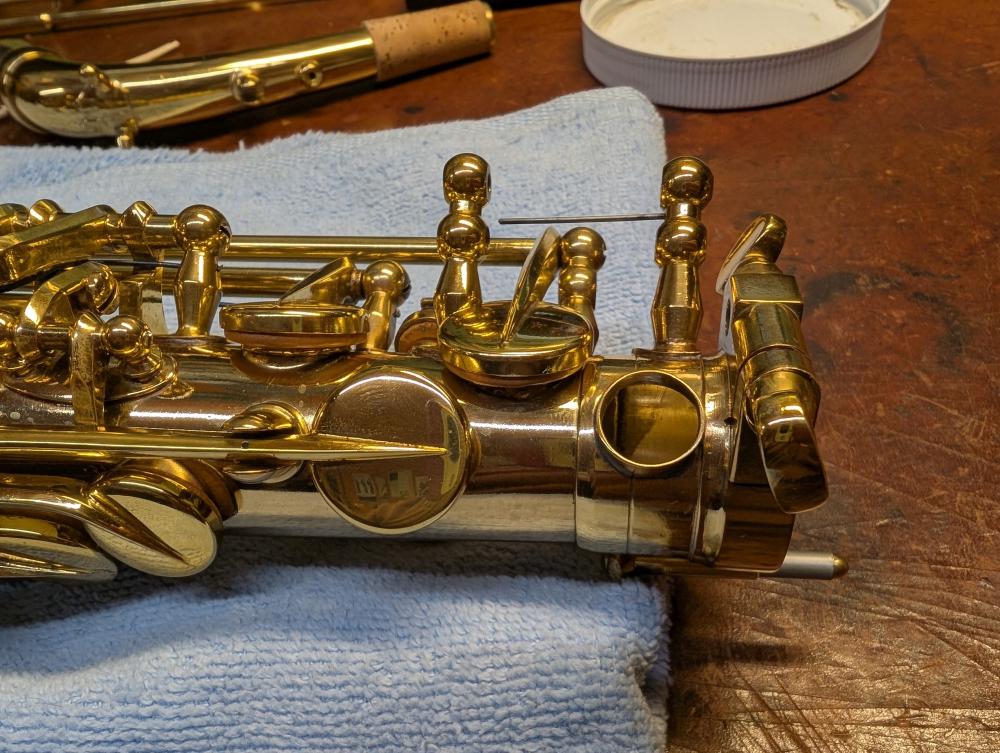 High G tonehole all the way up on the neck tenon receiver on Herb Couf's personal Couf Superba.