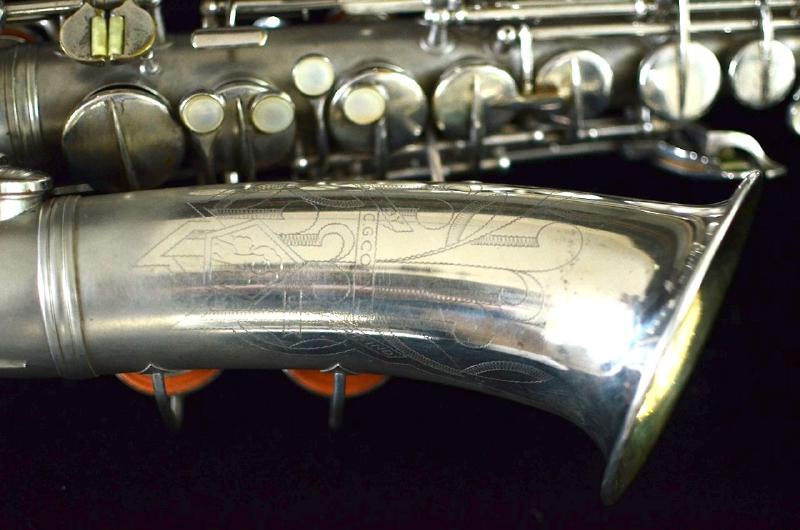 Conn 206,xxxX (?) alto saxophone bell engraving