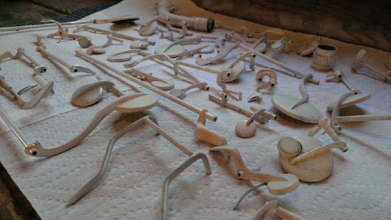 Keys cleaned and sprayed with polish, awaiting polishing.