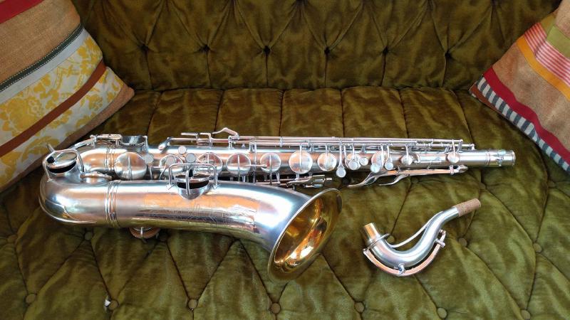 Conn New Wonder Series II tenor. This one was heavily tarnished and took a LOT of elbow grease to get cleaned up.