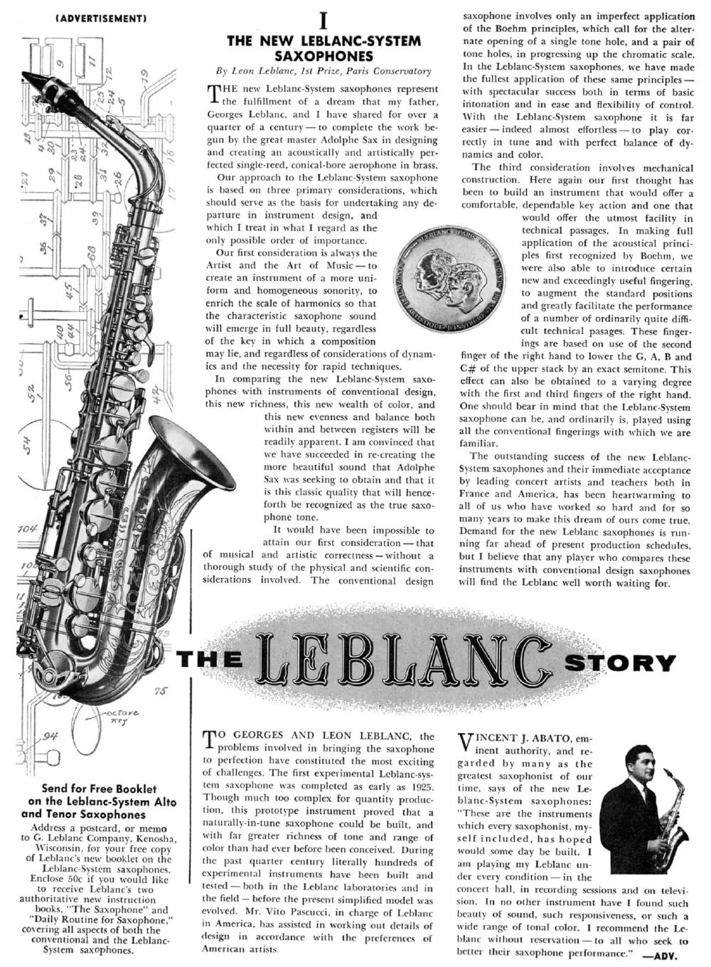 Leblanc System advertisement, September 1954 Leblanc System advertisement, September 1954