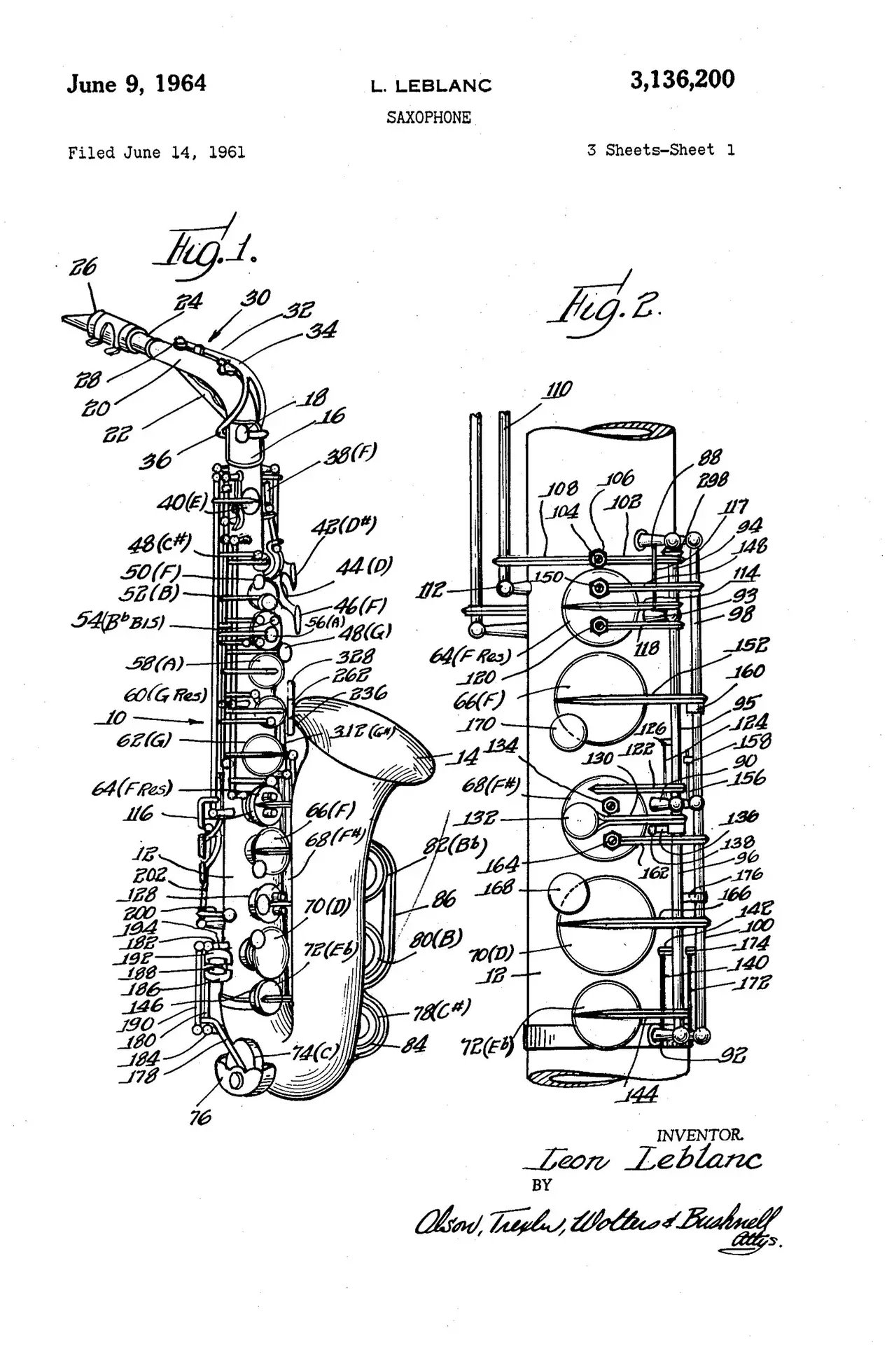 Léon Leblanc’s adjustment-screw patent, granted 1964.