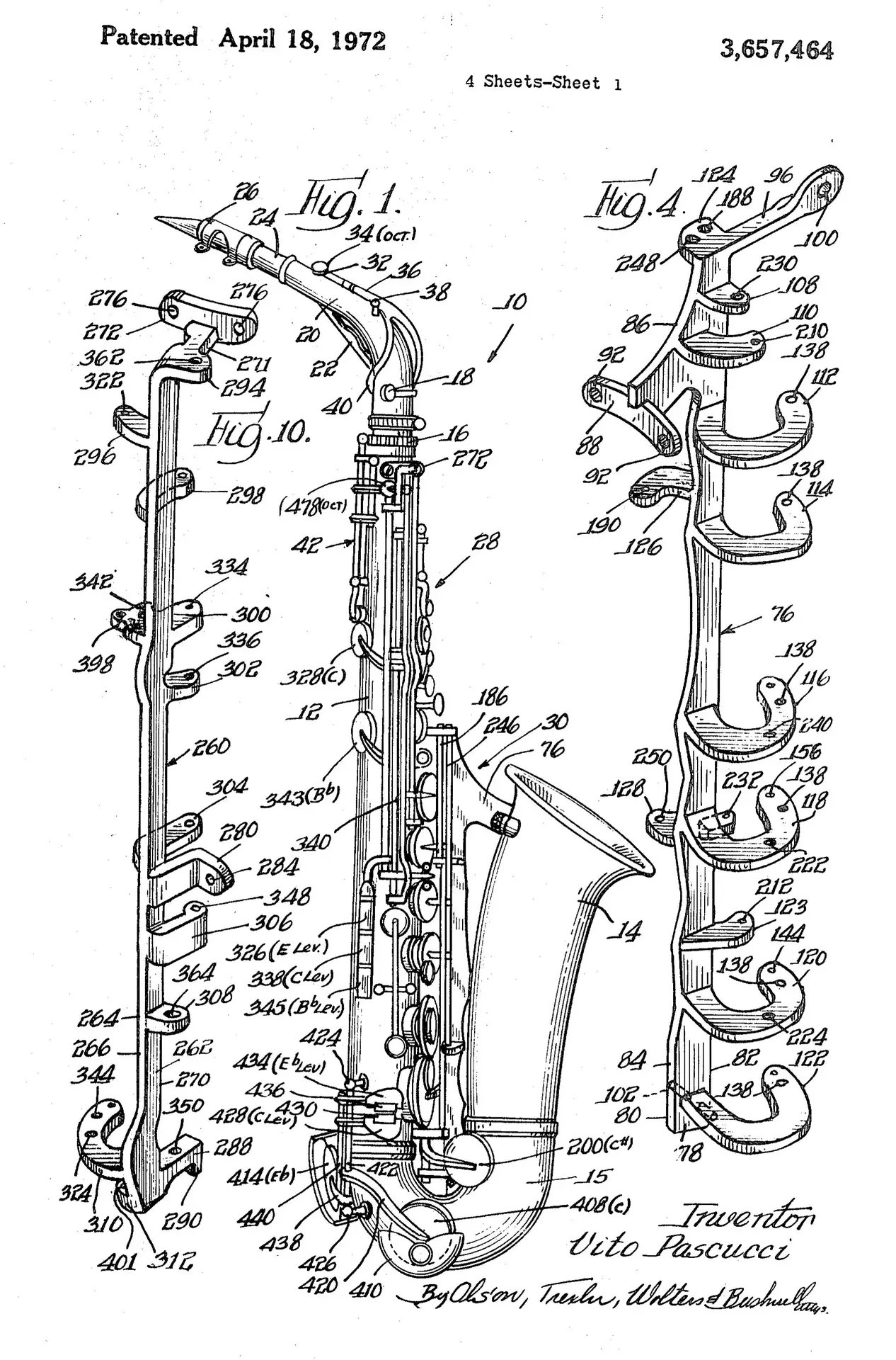 A later Leblanc saxophone patent, 1972