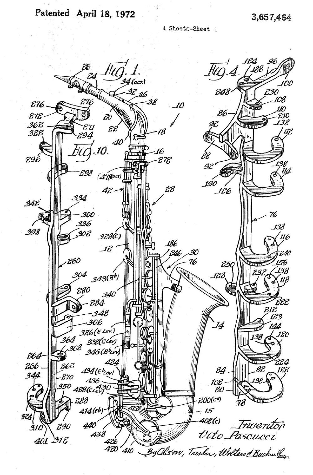 A later Leblanc saxophone patent, 1972