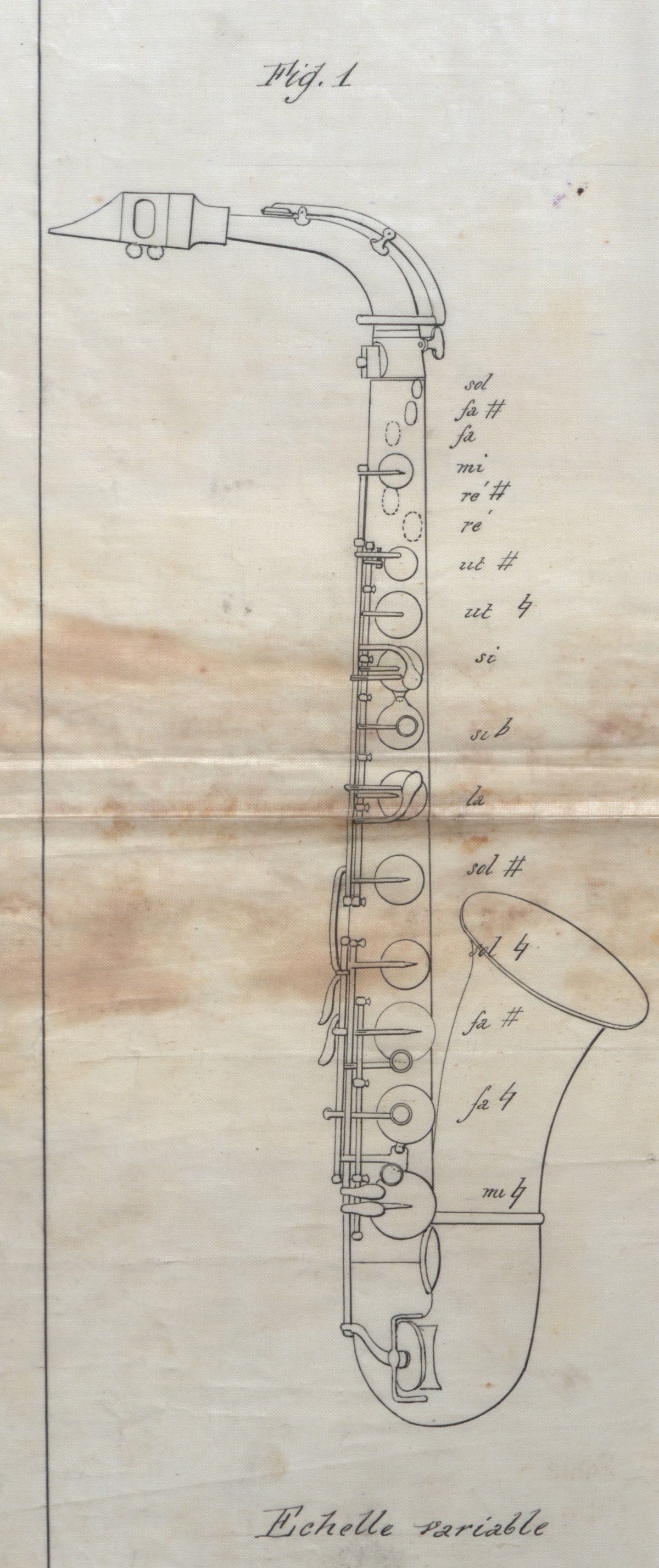 Fig. 1: the alto with every tone hole labeled by note name.