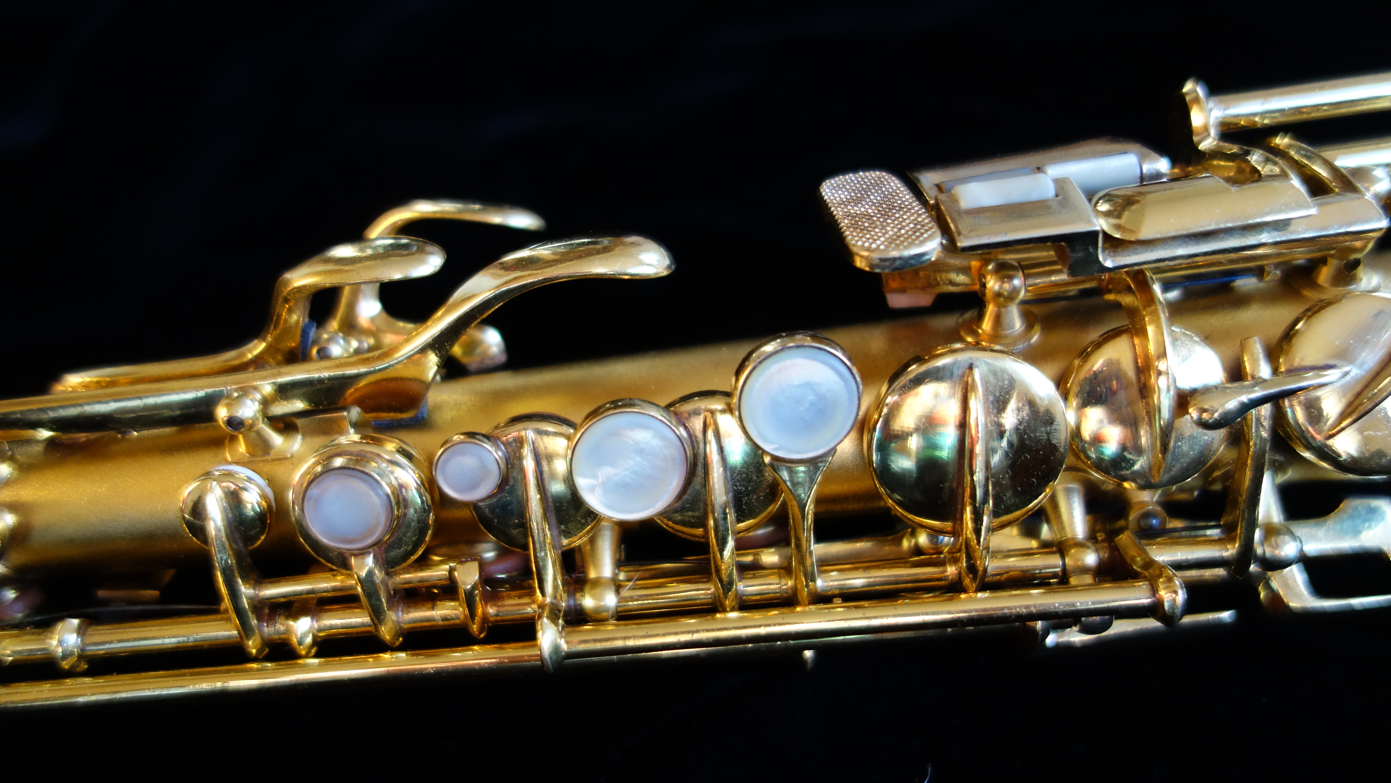 A gold plated Conn New Wonder Series II soprano I overhauled (and polished).